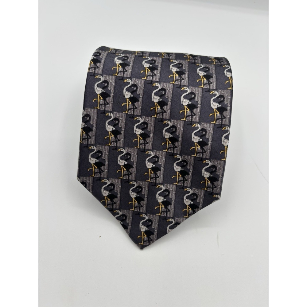 Faberge Silk Ostrich Pattern Neck Tie Handmade In USA 3.5"‎